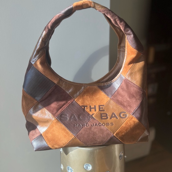 MARC JACOBS The Suede Patchwork Sack Bag – Brown Multi | NWT - Picture 2 of 6